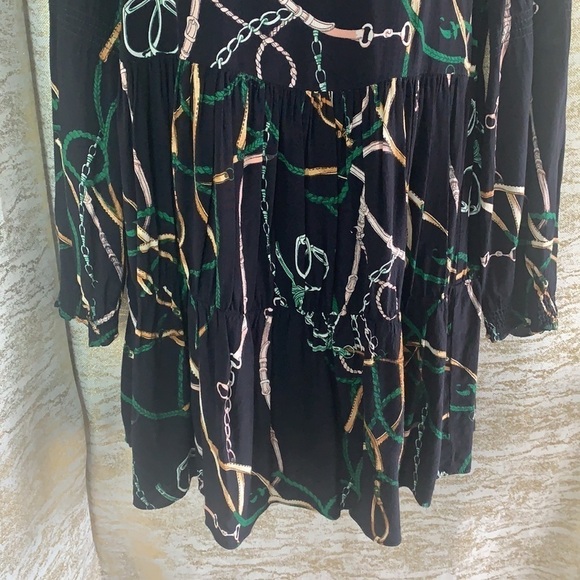 Zara Blue & Green Chain Link Collared Dress Size S - Picture 5 of 14